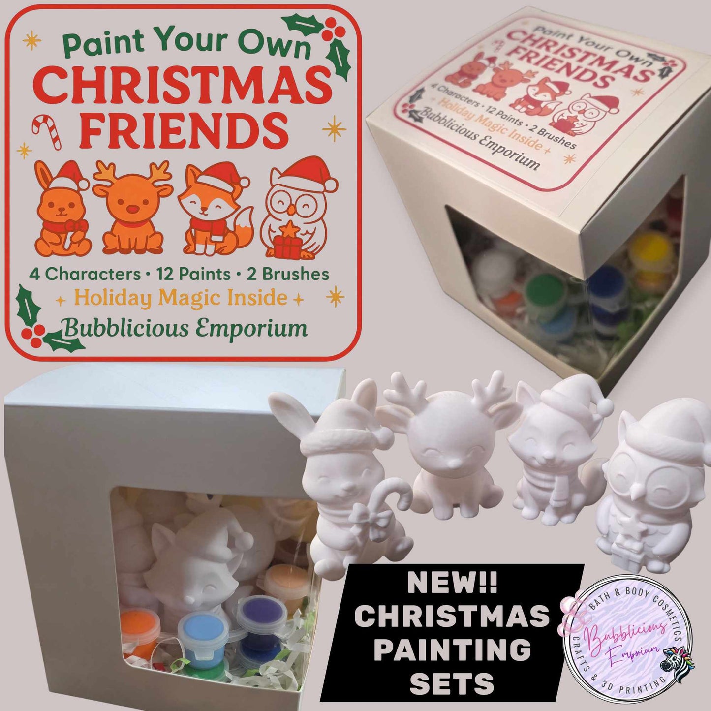 Paint your own 3d Christmas friends